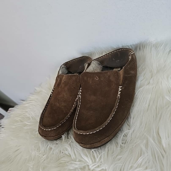 OluKai Women's Nohea Shearling Lined Slipper Winter Shoes Brown Size 9W 🌴 - Picture 5 of 10